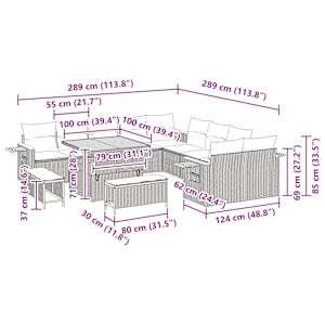 Vrtna sedežna garnitura z blazino 13 pcs Siva - slika 13