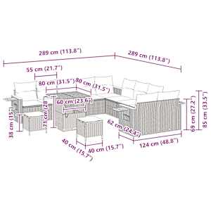 Vrtna sedežna garnitura z blazino 13 pcs Bež in smetanova - slika 13