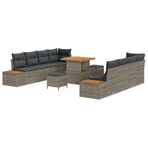 Sada zahradních pohovek s polštářem 11 pcs Šedá - obrázek 2