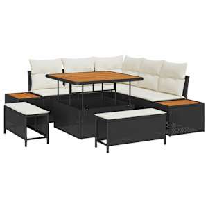 Sada zahradních pohovek s polštářem 8 pcs Černá a krémová - obrázek 2