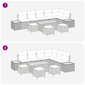 Sada zahradních pohovek s polštářem 10 pcs Béžová a Světle šedá - obrázek 10