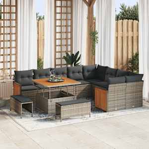 Vrtna sedežna garnitura z blazino 12 pcs Siva