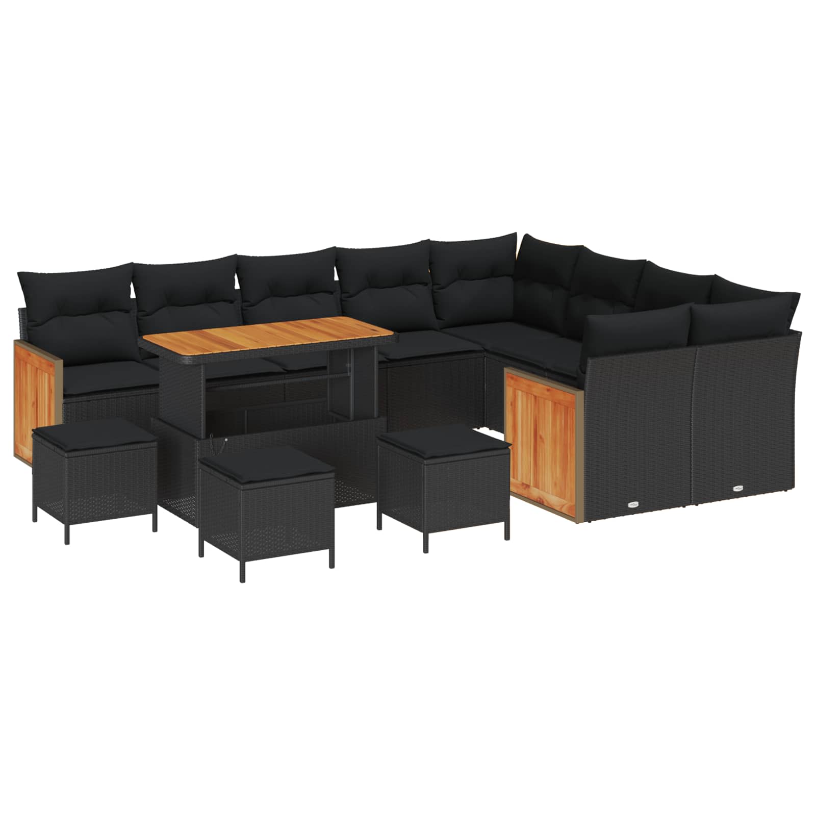 Conjunto de sofá de jardín 13 pcs Negro 110 x 55 x 71 cm