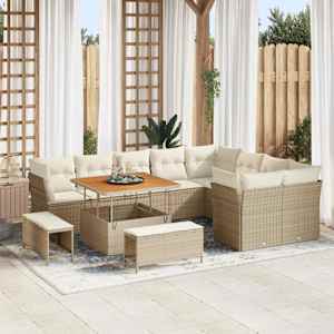 Vrtna sedežna garnitura z blazino 12 pcs bež in krem