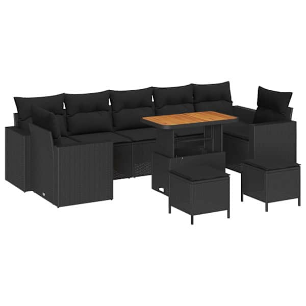 vidaXL Aia Diivanikomplekt padjaga 13 pcs Must pol&uuml;rotang