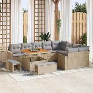 Vrtna sedežna garnitura 13 pcs Bež in svetlo siva poli ratan