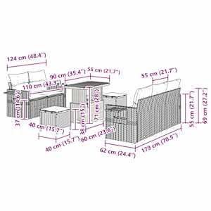 Sada zahradních pohovek 10 pcs Béžová a krémová polyratan - obrázek 16