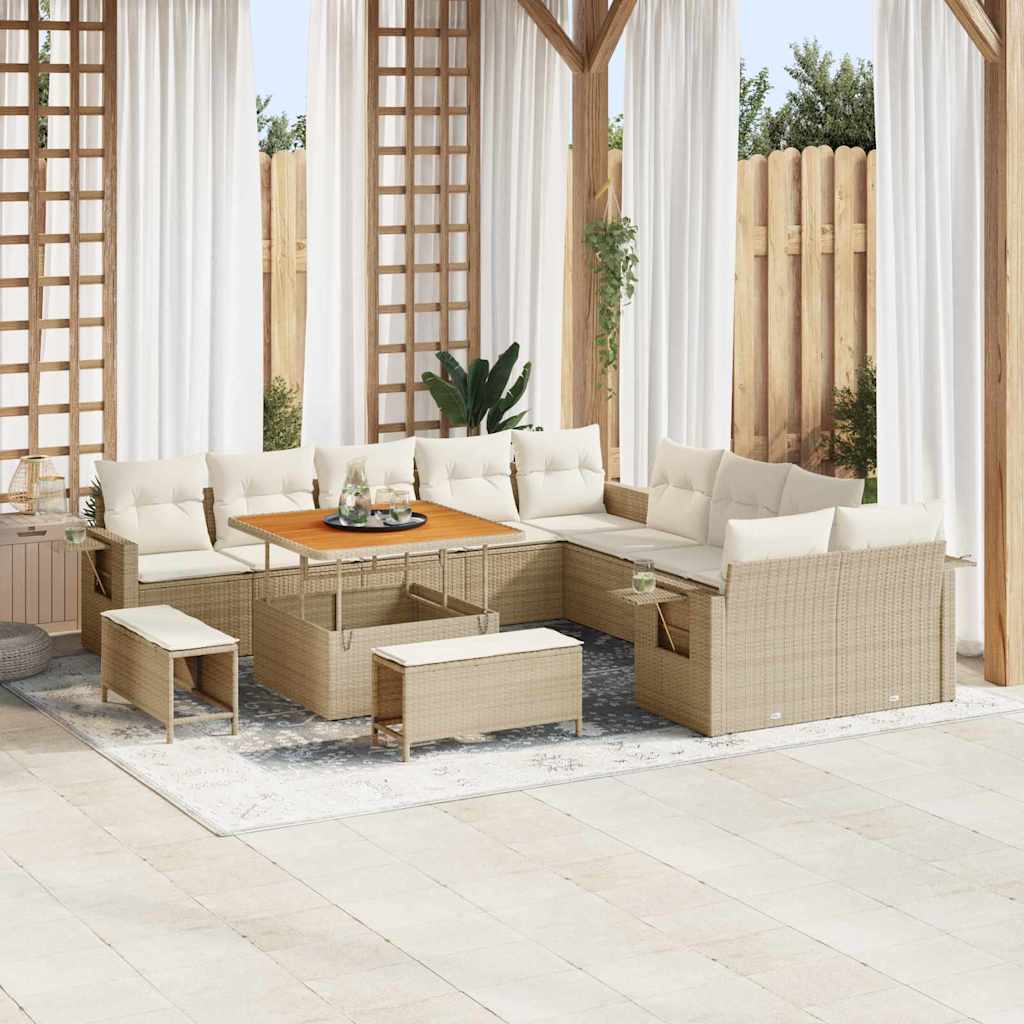 13-osaline aia diivanikomplekt pehmendustega Beež Polü rattan Acacia