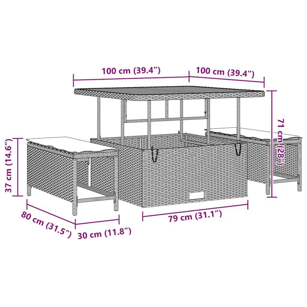 Garden sofa set with cushion 13 pcs gray polyrattan