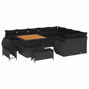 vidaXL Aia Diivanikomplekt 12 tk 12-Istekohtade arv Must Pol&uuml; Rattan