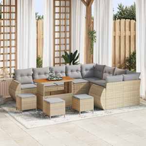 Vrtna sedežna garnitura 13 pcs Bež in svetlo siva Poliratan