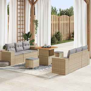 Vrtna sedežna garnitura Bež in svetlo siva 221 x 204 x 85 cm