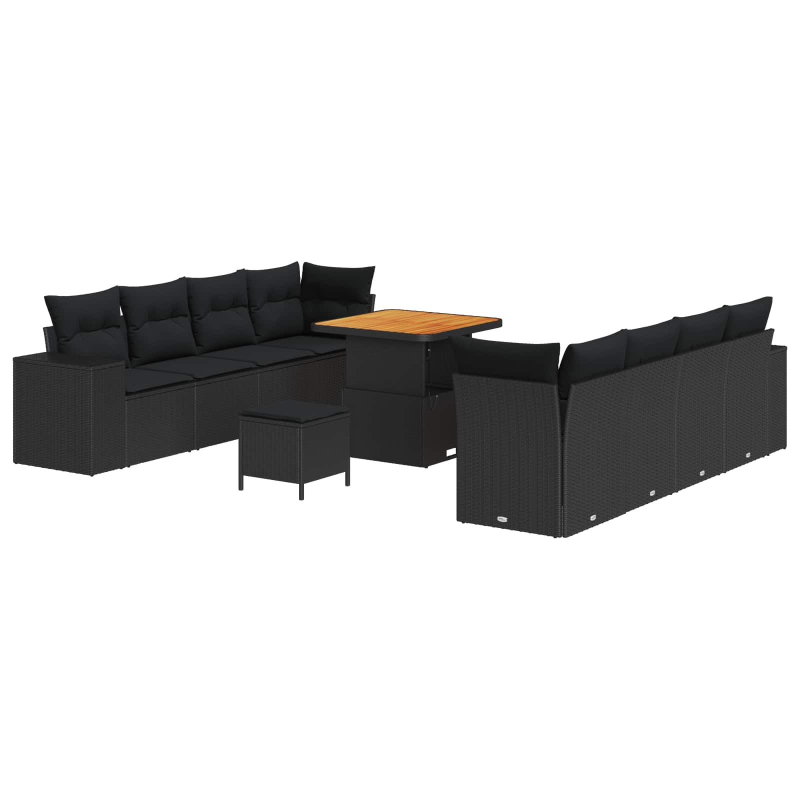 Thumbnail - vidaXL Gartensofa-set mit Kissen 11 pcs Schwarz Poly-Rattan
