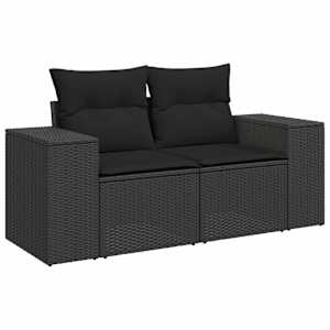 Sada zahradních pohovek s polštářem 9 pcs Černá polyratan - obrázek 6
