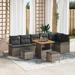 Vrtna sedežna garnitura z blazino s shranjevanjem 9 pcs Siva