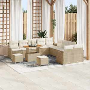 Vrtna sedežna garnitura z blazino 13 pcs Bež in smetanova