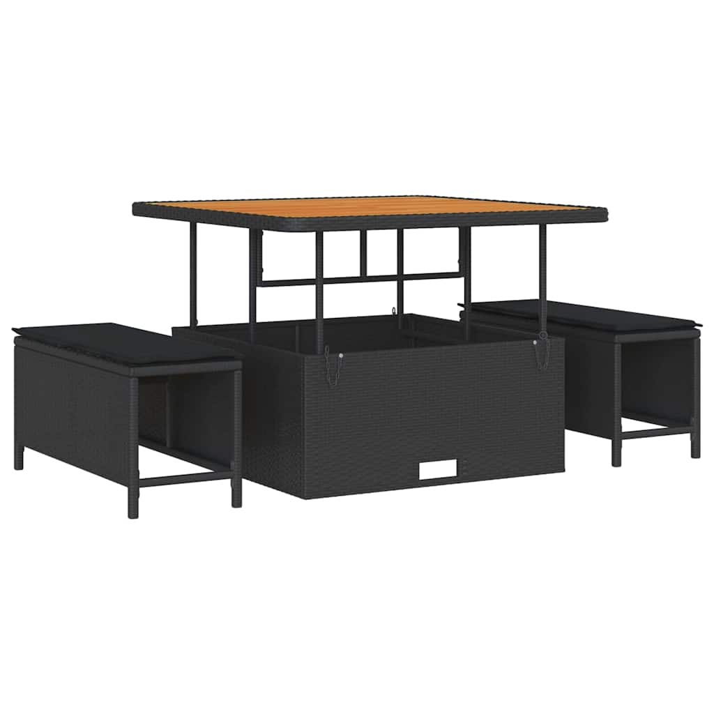 Vrtna sedežna garnitura z blazino s shranjevanjem 9 pcs Črna - slika 7