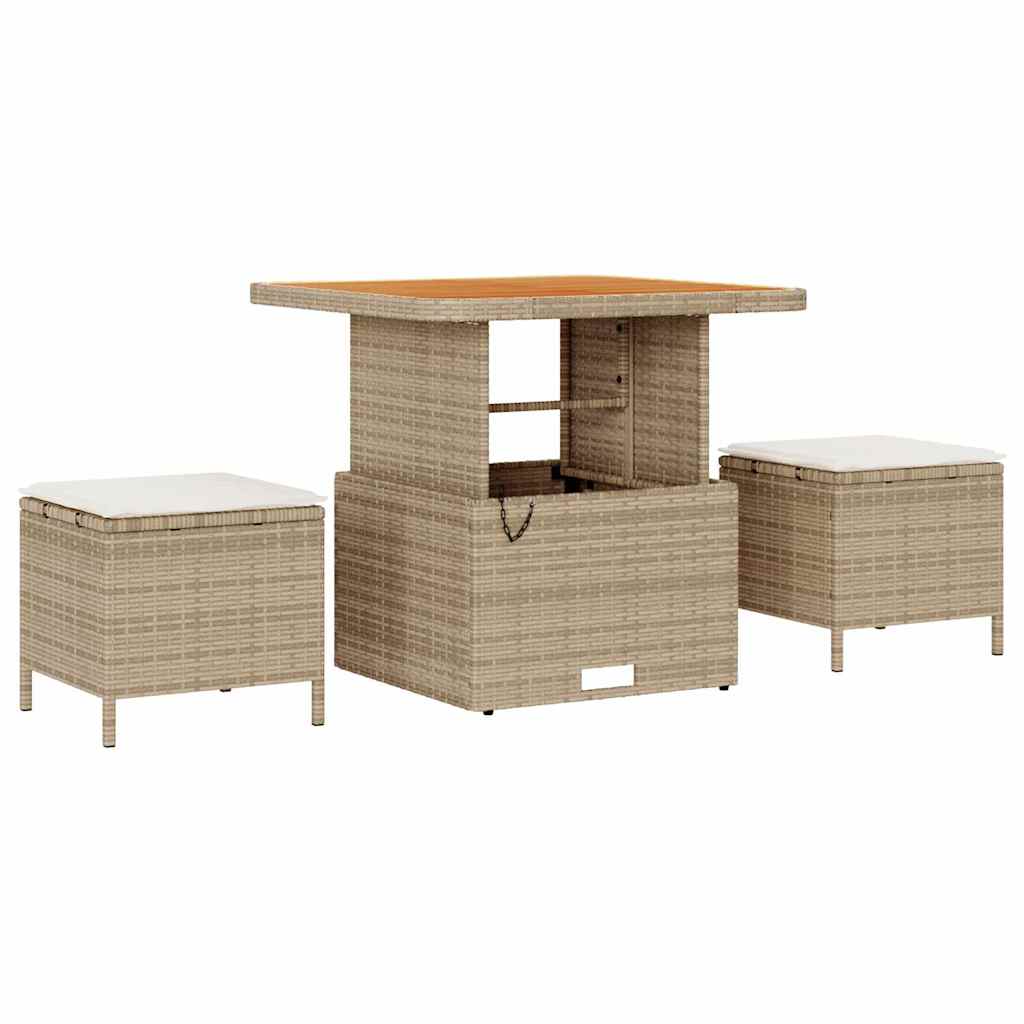 vidaXL 8-delige Tuinbankenset met kussens poly rattan acacia beige