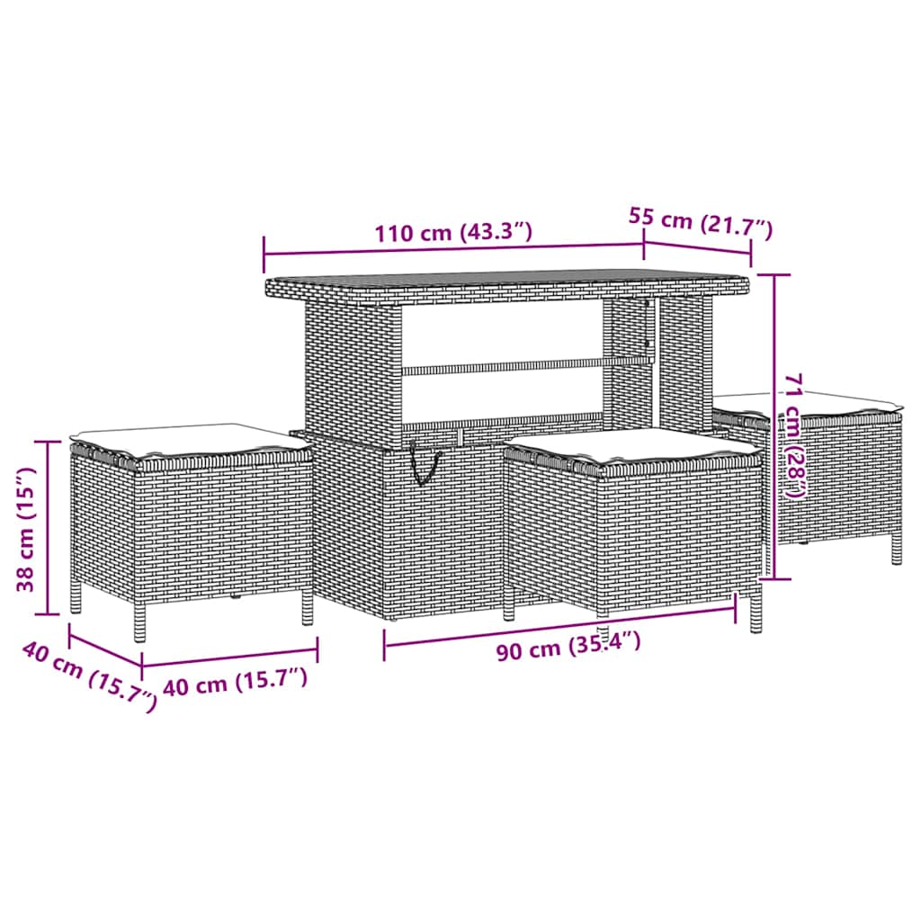 Dārza dīvānu komplekts 10 pcs Melna Poliūtu rotangpalma