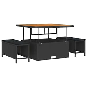 Vrtna sedežna garnitura z blazino 13 pcs Črna Poly ratan - slika 6