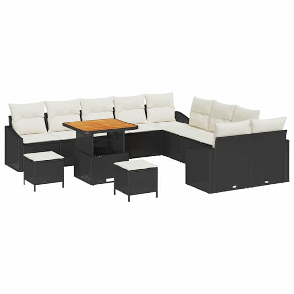 vidaXL Aia Diivanikomplekt padjaga 13 pcs Must Pol&uuml;rooster