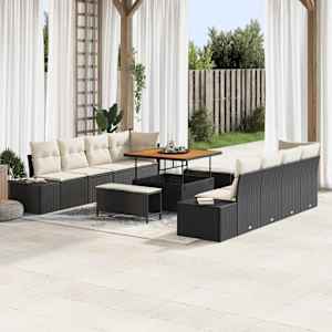 Vrtna sedežna garnitura Črna 264 x 62 x 85 cm Poly ratan