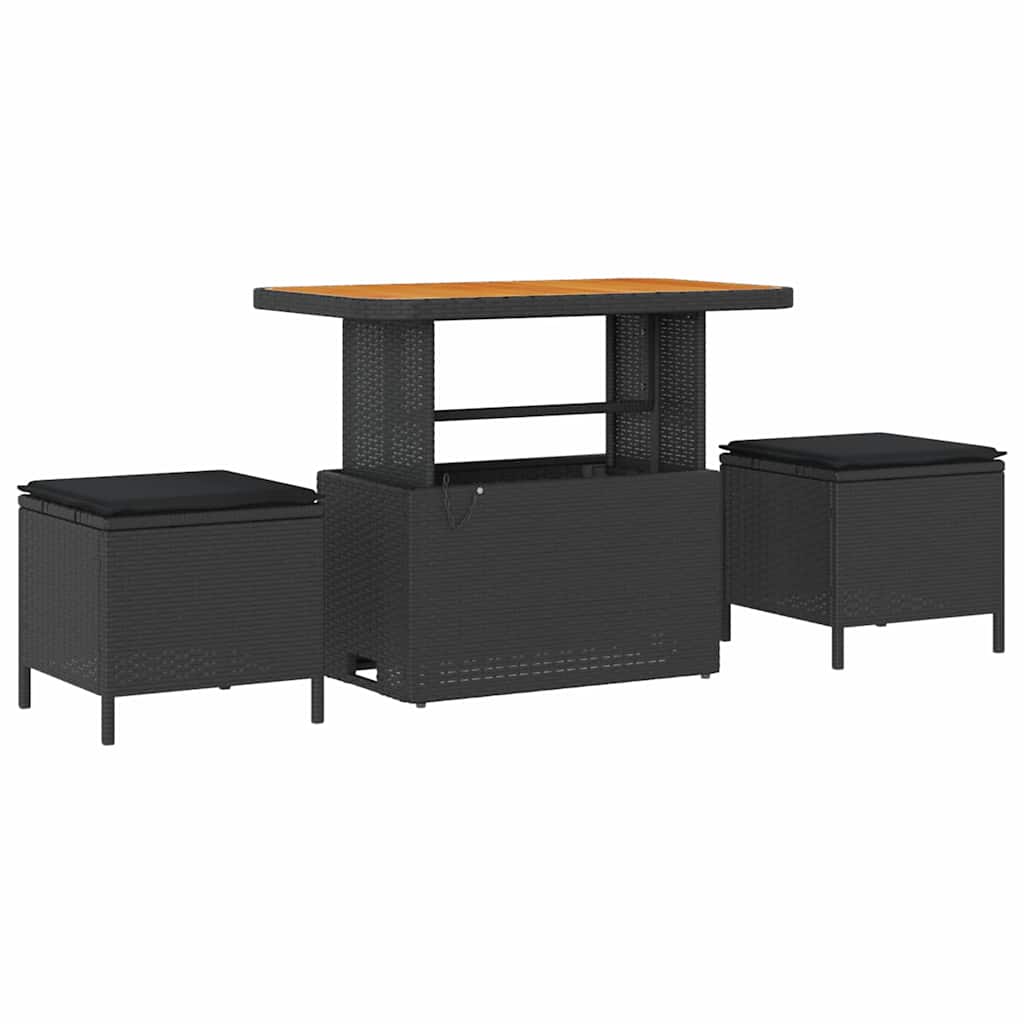 Vrtna sedežna garnitura z blazino 8 pcs Črna Poly ratan - slika 6