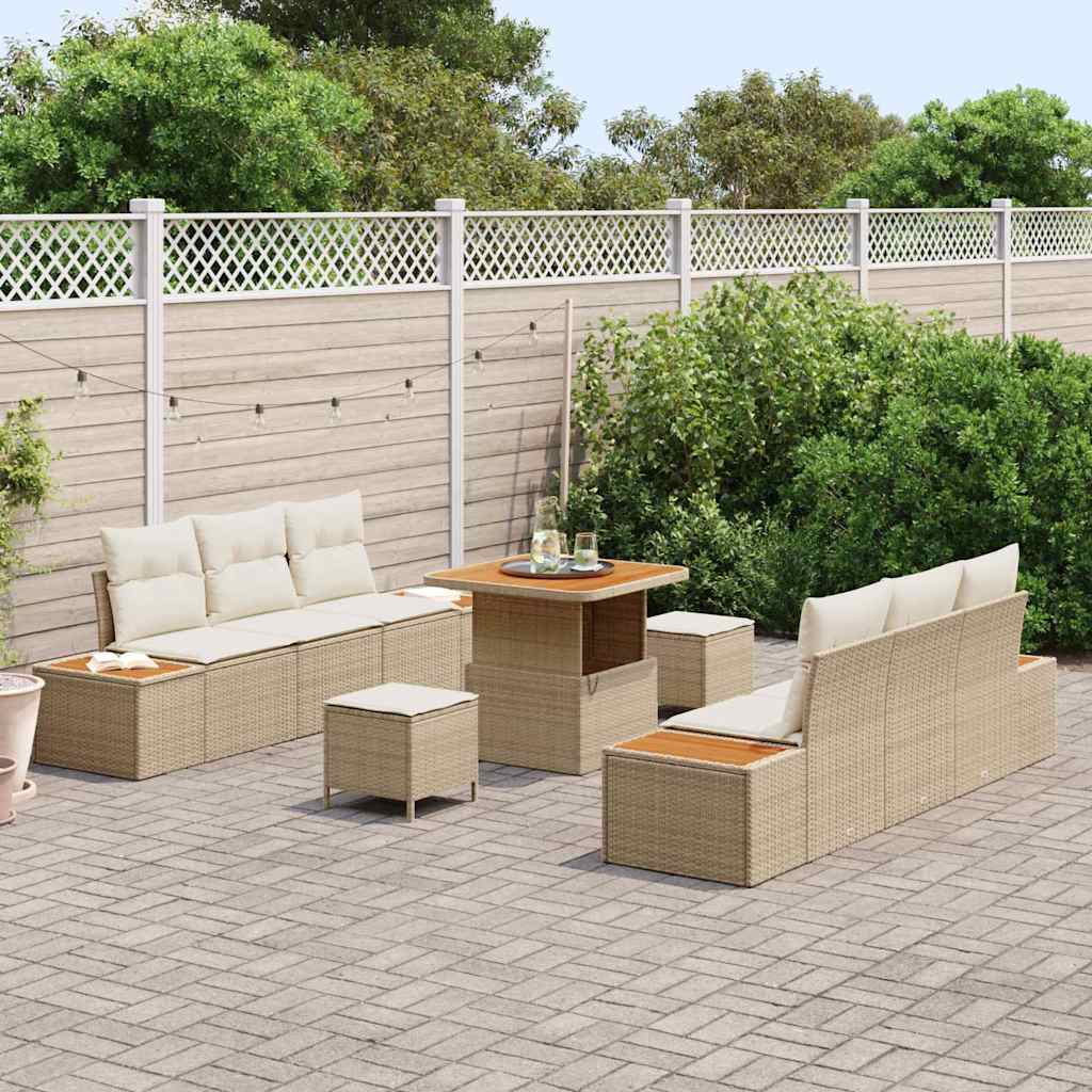 vidaXL Tuin Sofa Set met kussen 9 pcs Beige, Crème 80 x 80 x 71 cm