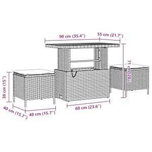 Vrtna sedežna garnitura z blazino 10 pcs Siva Poly ratan - slika 12