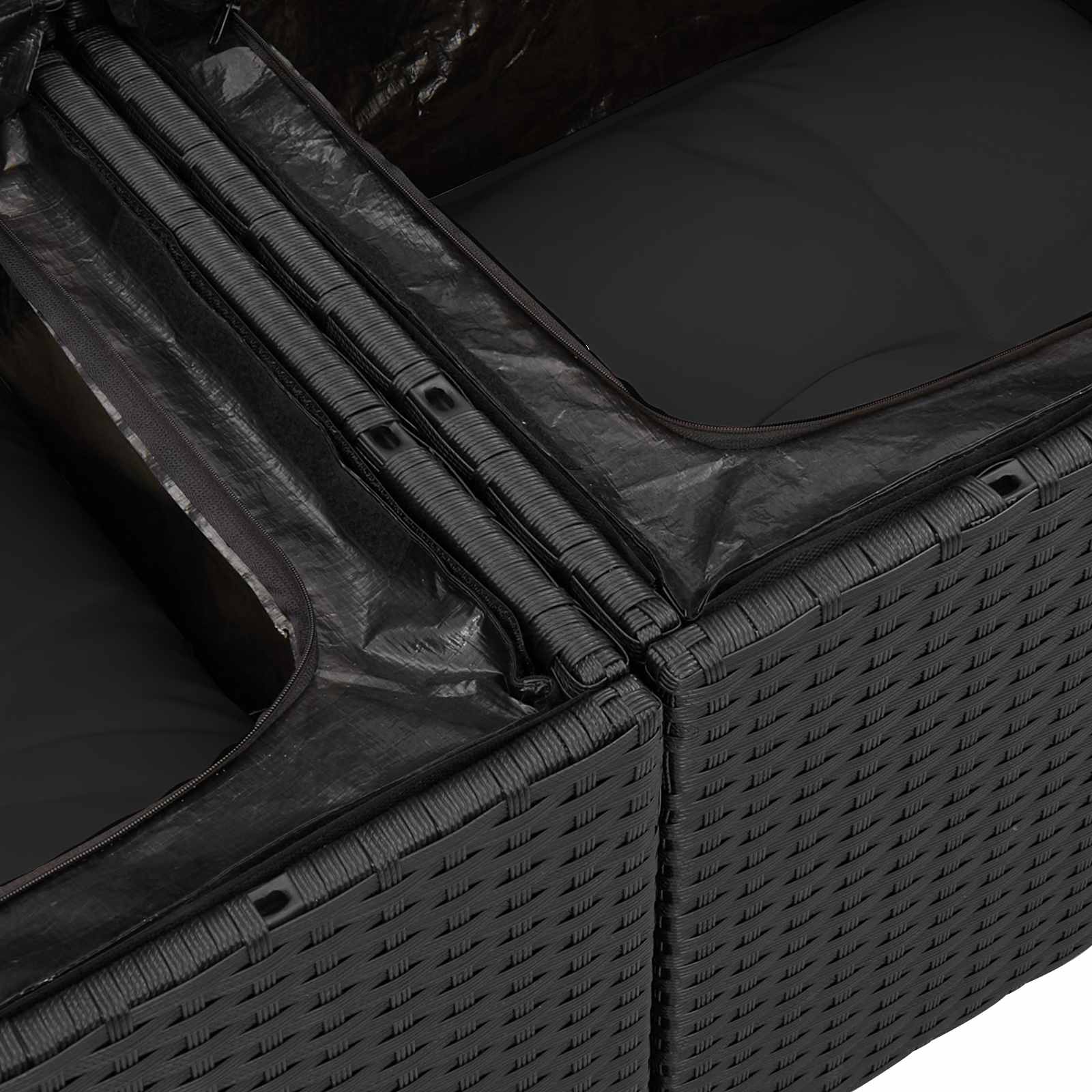 Vrtna sedežna garnitura z blazino 9 pcs Črna Poly ratan - slika 9