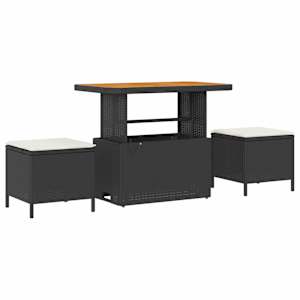 Vrtna sedežna garnitura z blazino 12 pcs Črna Poly ratan - slika 4