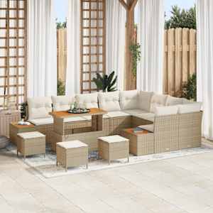 Vrtna sedežna garnitura z blazino 13 pcs Bež Poly ratan