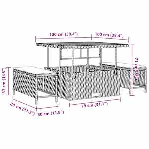 Vrtna sedežna garnitura z blazino 13 pcs Bež Poly ratan - slika 12