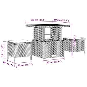 Vrtna sedežna garnitura z blazino 13 pcs Siva Poly ratan - slika 12