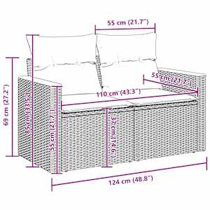 Vrtna sedežna garnitura 10 pcs Bež in smetanova poli ratan - slika 13