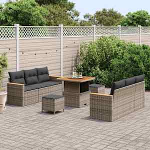 Vrtna sedežna garnitura z blazino 11 pcs Siva poli ratan - slika 3