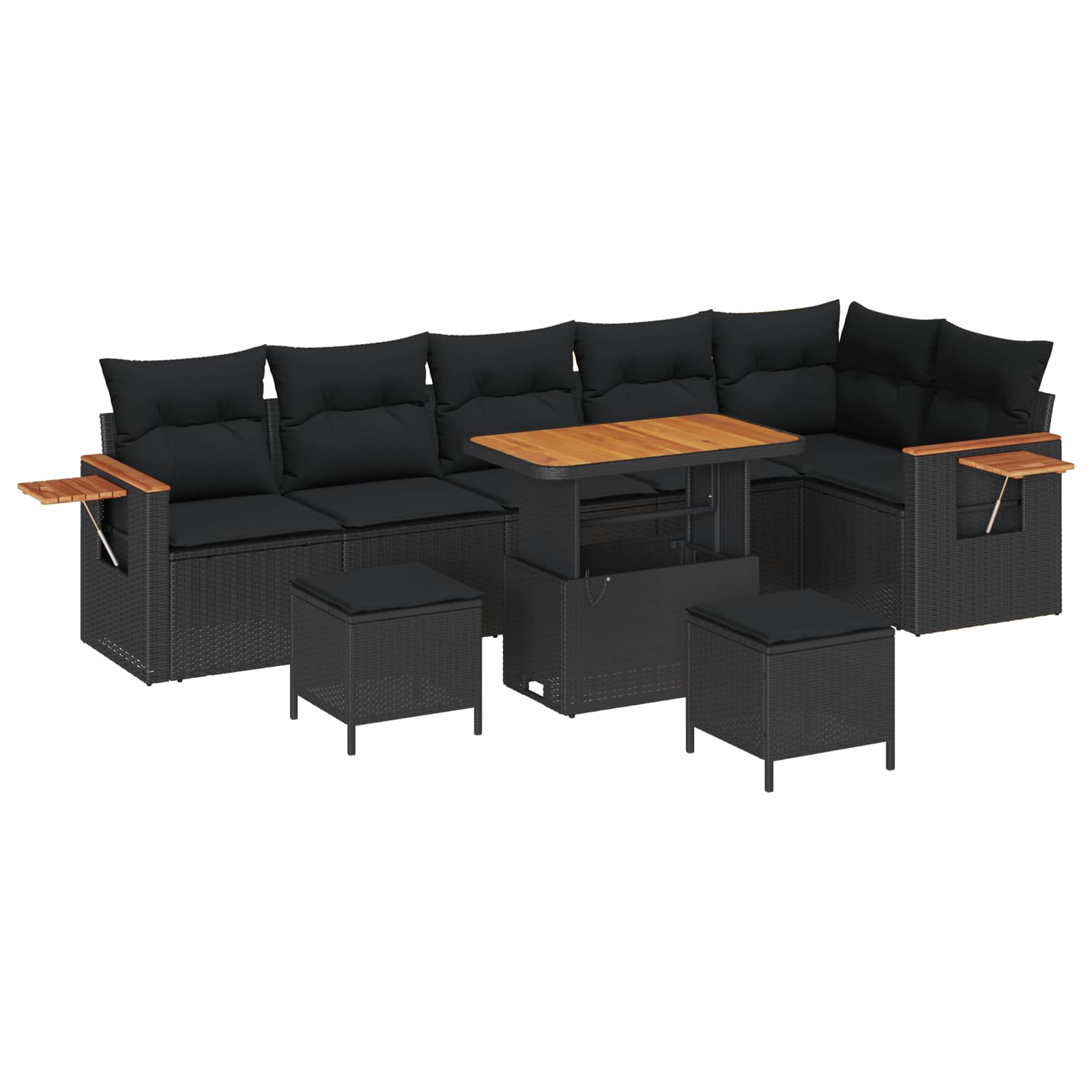 vidaXL Gartensofa-set mit Kissen 11 pcs Schwarz Poly-Rattan