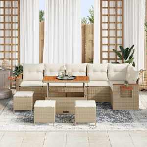 Vrtna sedežna garnitura 12 pcs Bež in smetanova poli ratan - slika 3