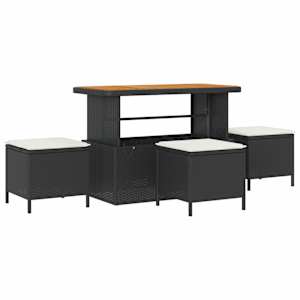 Vrtna sedežna garnitura 18 pcs Črna in krem poli ratan - slika 4