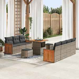 Vrtna sedežna garnitura z blazino 13 pcs Siva poli ratan