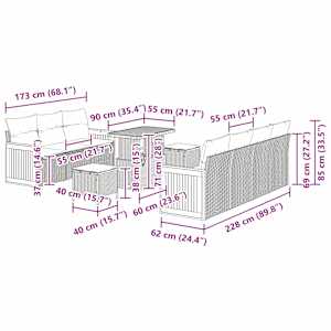 Vrtna sedežna garnitura 13 pcs Bež in smetanova poli ratan - slika 12