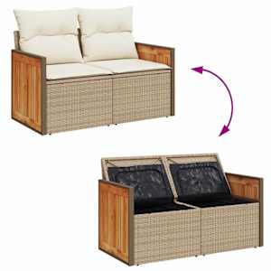 Vrtna sedežna garnitura 12 pcs Bež in smetanova poli ratan - slika 12