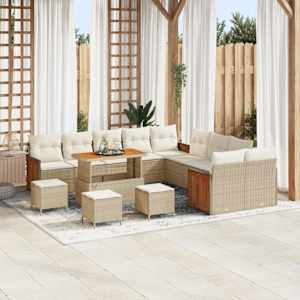 Vrtna sedežna garnitura 18 pcs Bež in smetanova poli ratan