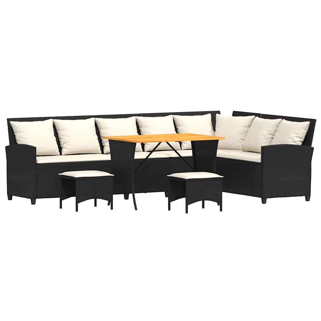 Thumbnail - vidaXL 4tlg. Garten-Sofagarnitur mit Kissen L-Form Schwarz Poly Rattan