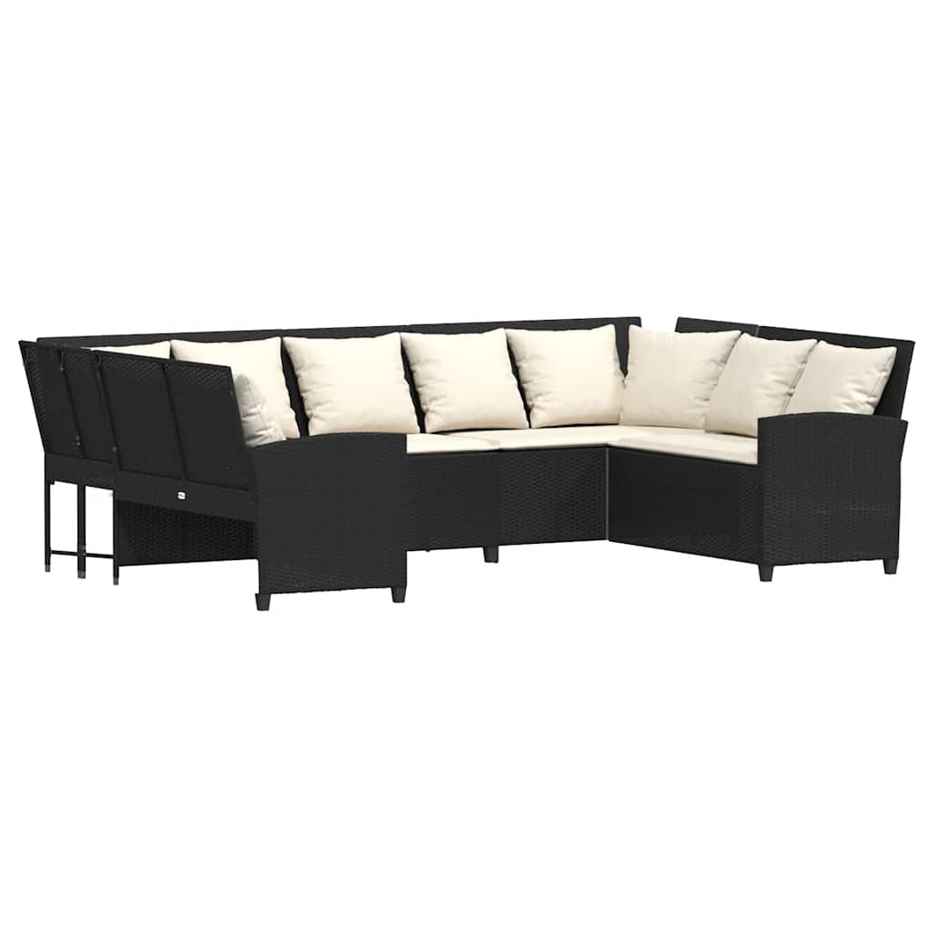 Thumbnail - vidaXL Gartensofa mit Kissen Schwarz Poly Rattan