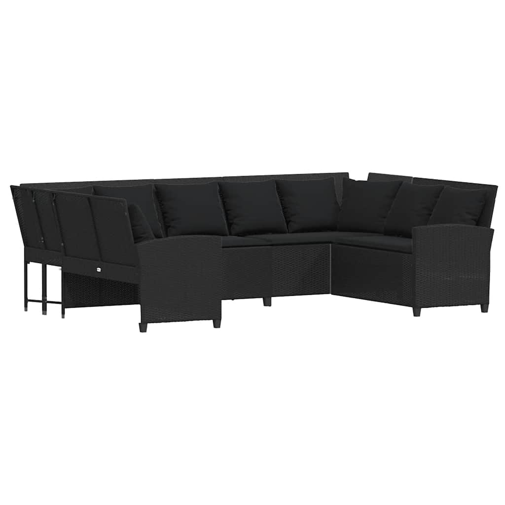 Thumbnail - vidaXL Gartensofa mit Kissen Schwarz Poly Rattan