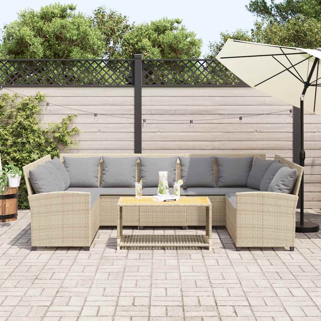 vidaXL Tuinbank met kussens poly rattan beige