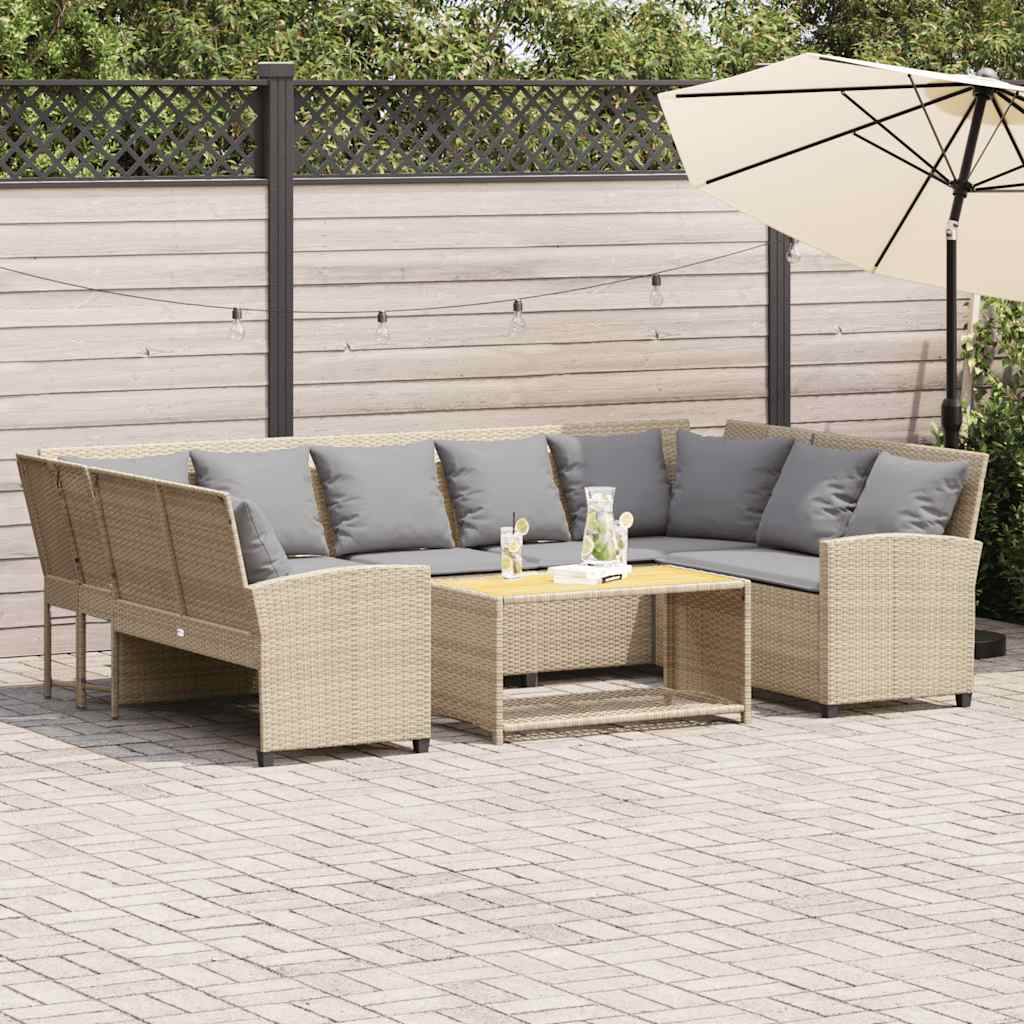 vidaXL Gartensofa mit Kissen Beige Poly Rattan