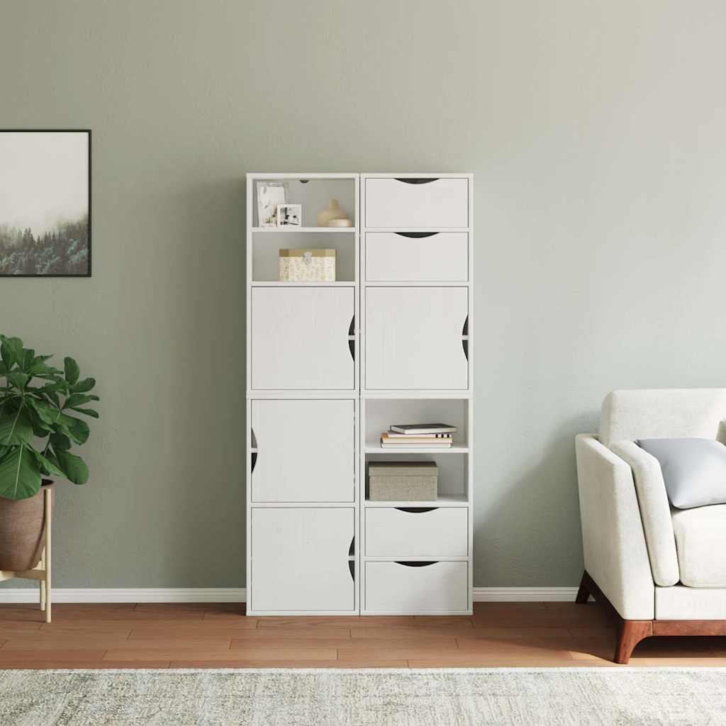 vidaXL Bijzetkasten 4 st "ODDA" 40x24x79 cm massief grenenhout wit afbeelding