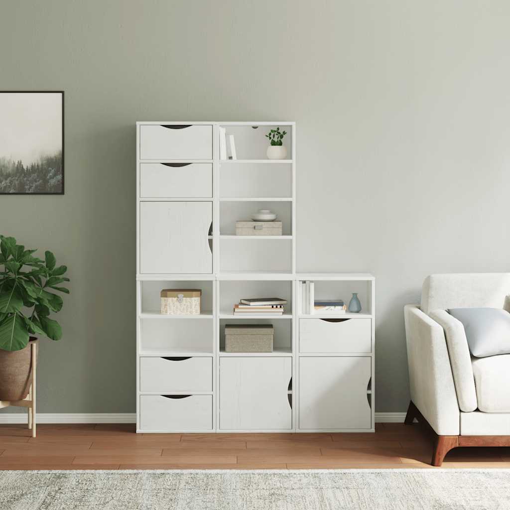 vidaXL Bijzetkasten 5 st 40x24x79 cm massief grenenhout wit afbeelding